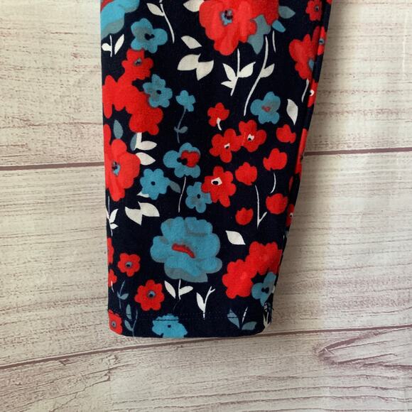 LuLaRoe Blue and Red Floral Leggings Size TC2 - Picture 10 of 16